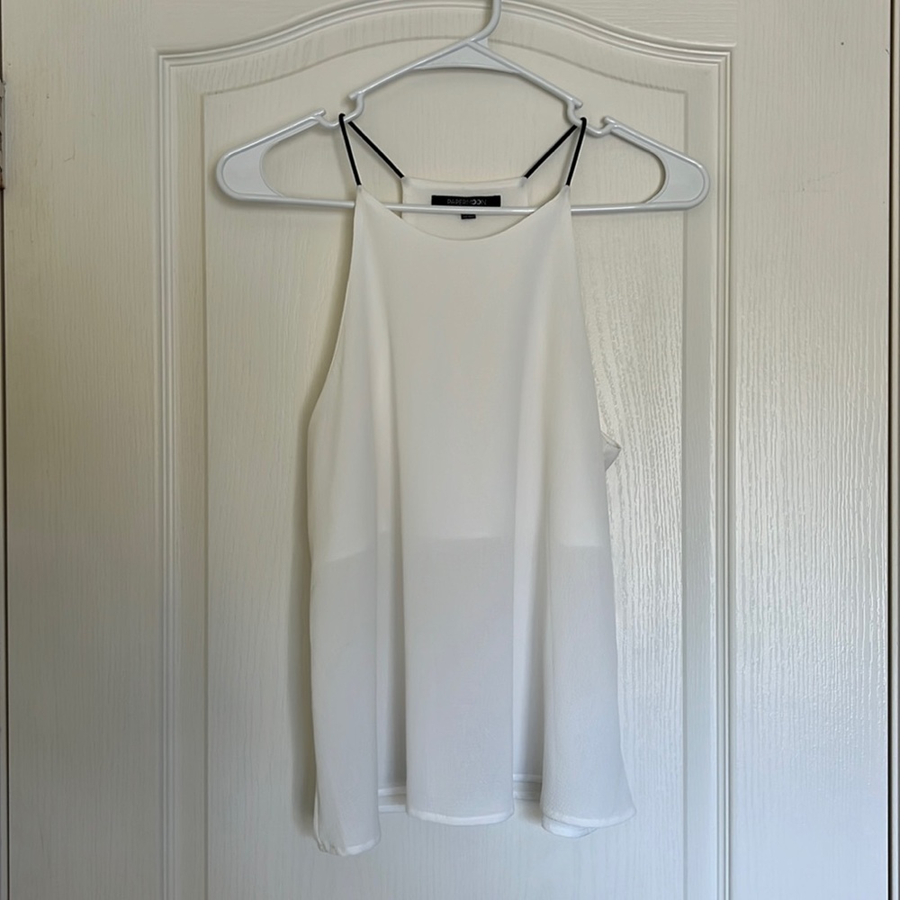 PAPERMOON White Lightweight Tank Top Black Elastic Straps